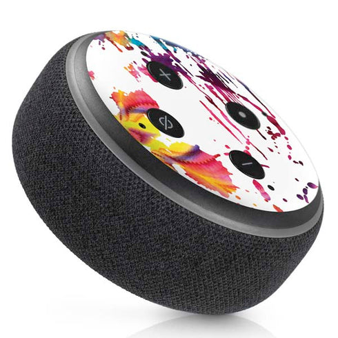 Chromatic Splatter White Amazon Echo Dot Skin