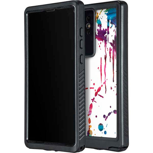 Chromatic Splatter White Galaxy S24 Ultra Waterproof Case