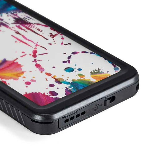 Chromatic Splatter White Galaxy S24 Waterproof Case