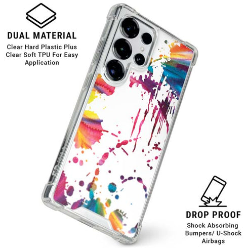 Chromatic Splatter White Galaxy S25 Ultra Clear Case