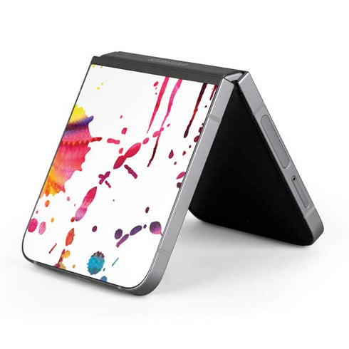 Chromatic Splatter White Galaxy Z Flip6 Skin