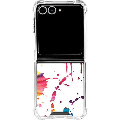 Chromatic Splatter White Galaxy Z Flip7 Clear Case