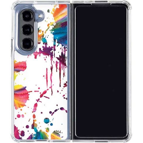 Chromatic Splatter White Galaxy Z Fold5 5G Clear Case