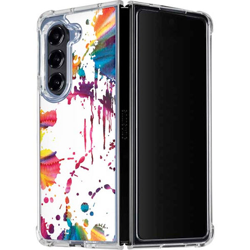 Chromatic Splatter White Galaxy Z Fold5 5G Clear Case