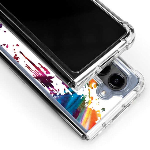 Chromatic Splatter White Galaxy Z Fold5 5G Clear Case