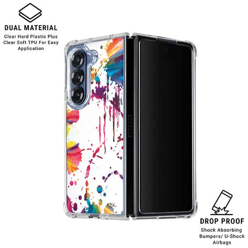 Chromatic Splatter White Galaxy Z Fold6 Clear Case