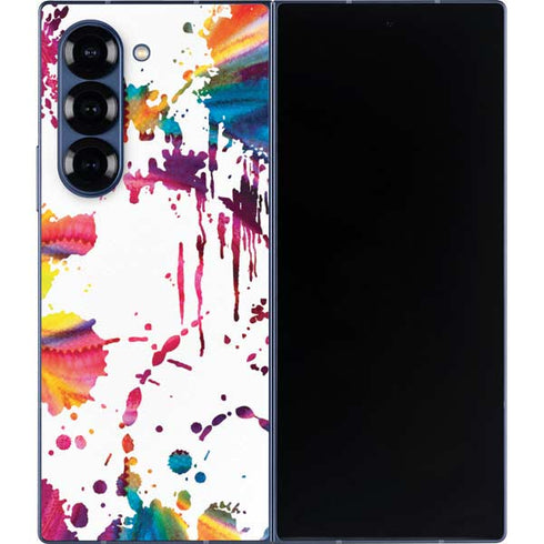 Chromatic Splatter White Galaxy Z Fold6 Skin