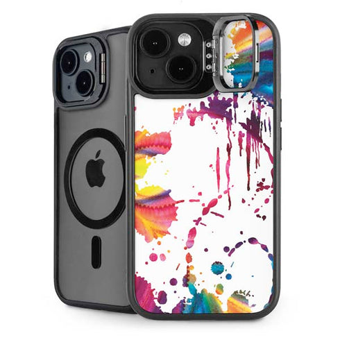 Chromatic Splatter White iPhone 14 Kickstand Case