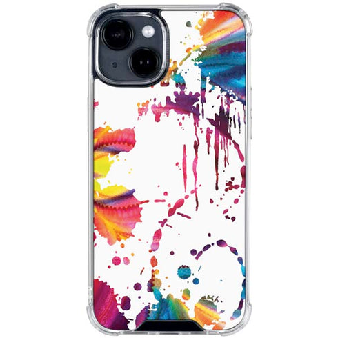 Chromatic Splatter White iPhone 15 Clear Case