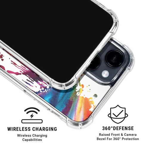 Chromatic Splatter White iPhone 15 Clear Case