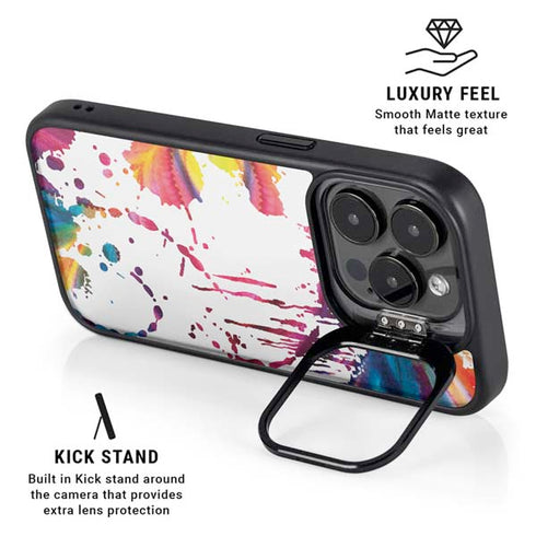 Chromatic Splatter White iPhone 15 Pro Max Kickstand Case