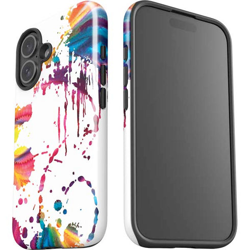 Chromatic Splatter White iPhone 16 Impact Case