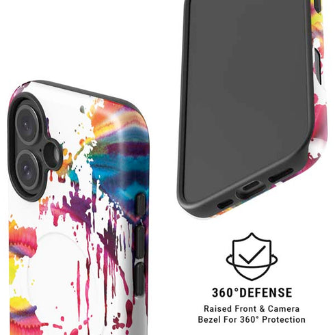 Chromatic Splatter White iPhone 16 Magsafe Impact Case
