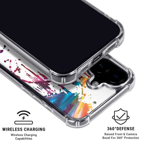 Chromatic Splatter White iPhone 16 Plus Clear Case