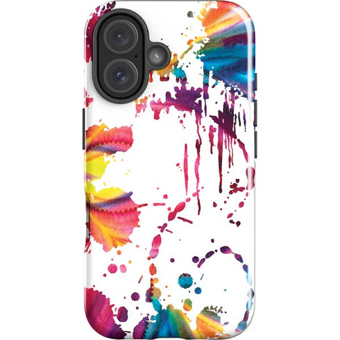 Chromatic Splatter White iPhone 16 Plus Impact Case