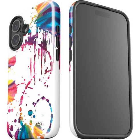 Chromatic Splatter White iPhone 16 Plus Impact Case