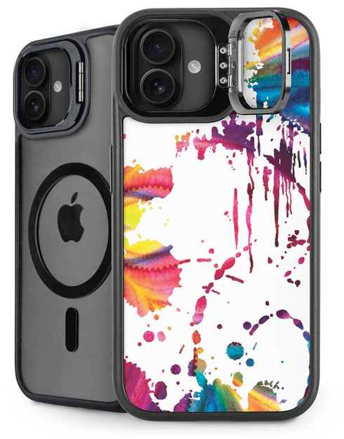 Chromatic Splatter White iPhone 16 Plus Kickstand Case