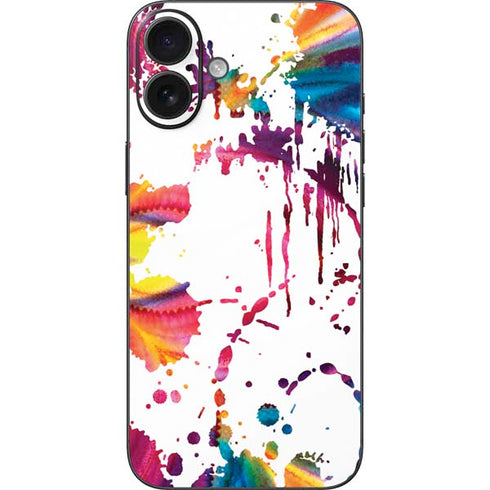 Chromatic Splatter White iPhone 16 Plus Skin