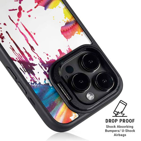 Chromatic Splatter White iPhone 16 Pro Kickstand Case