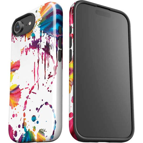 Chromatic Splatter White iPhone 16e Impact Case