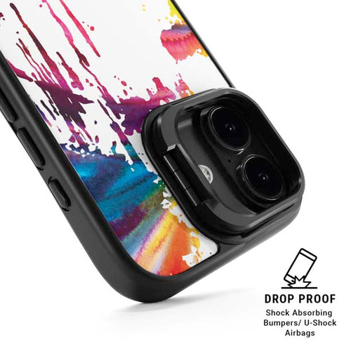 Chromatic Splatter White iPhone 17 Kickstand Case
