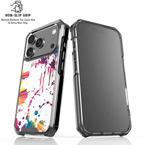 Chromatic Splatter White iPhone 17 Pro Clear Case