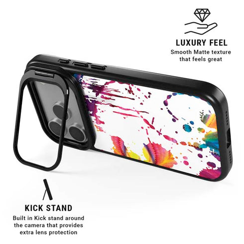 Chromatic Splatter White iPhone 17 Pro Kickstand Case
