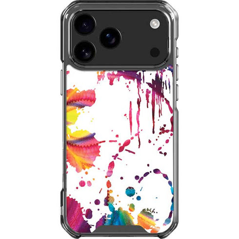 Chromatic Splatter White iPhone 17 Pro Max Clear Case