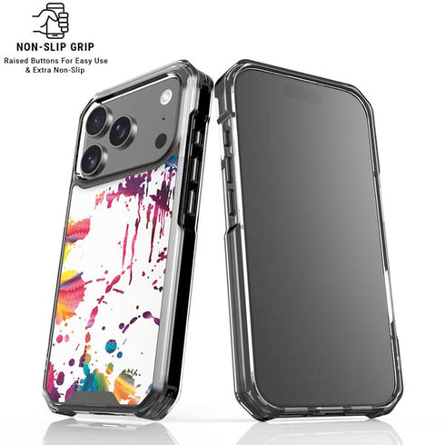 Chromatic Splatter White iPhone 18 Pro Clear Case