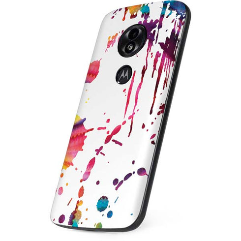 Chromatic Splatter White Moto E5 Play Skin