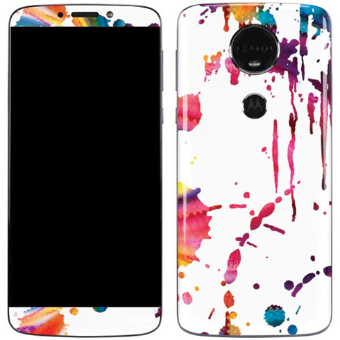 Chromatic Splatter White Moto E5 Plus Skin