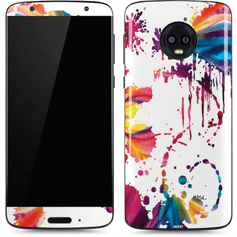 Chromatic Splatter White Moto G6 Skin