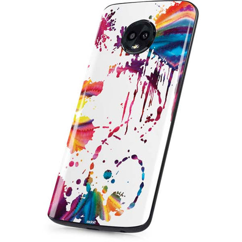 Chromatic Splatter White Moto G6 Skin