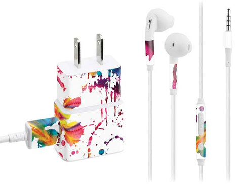 Chromatic Splatter White Phone Charger Skin