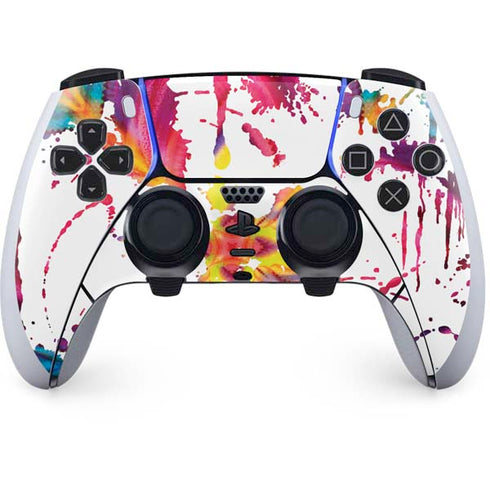 Chromatic Splatter White PS5 DualSense Edge Pro Controller Skin