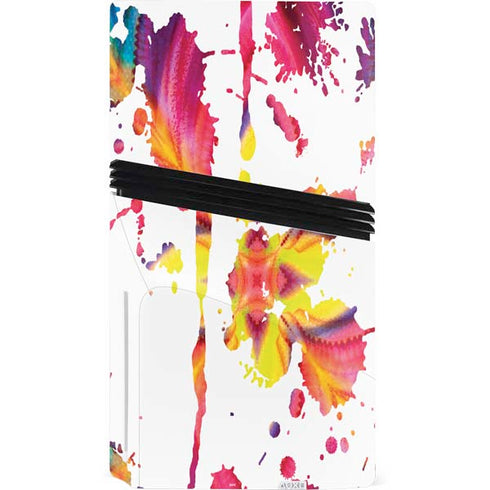 Chromatic Splatter White PS5 Pro Disk Console Skin