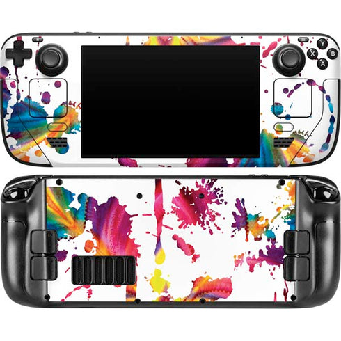 Chromatic Splatter White Steam Deck Handheld Gaming Computer OLED Skin