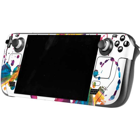 Chromatic Splatter White Steam Deck Handheld Gaming Computer OLED Skin