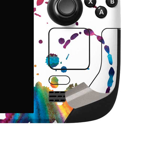Chromatic Splatter White Steam Deck Handheld Gaming Computer OLED Skin