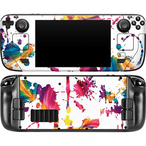 Chromatic Splatter White Steam Deck Handheld Gaming Computer Skin