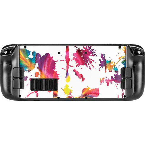 Chromatic Splatter White Steam Deck Handheld Gaming Computer Skin