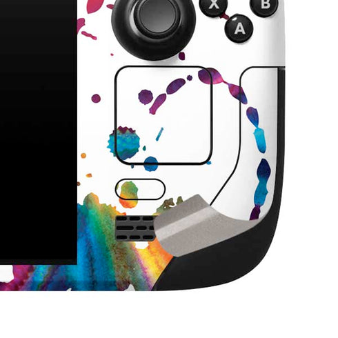 Chromatic Splatter White Steam Deck Handheld Gaming Computer Skin
