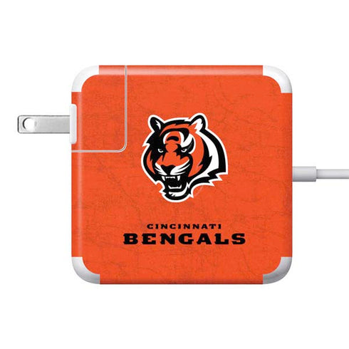 NFL Cincinnati Bengals - Alternate Distressed 85W Power Adapter (15 and 17 inch MacBook Pro Charger) Skin