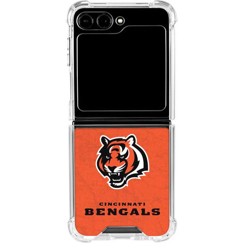 NFL Cincinnati Bengals - Alternate Distressed Galaxy Z Flip6 Clear Case