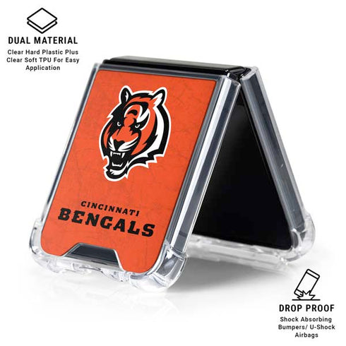 NFL Cincinnati Bengals - Alternate Distressed Galaxy Z Flip6 Clear Case