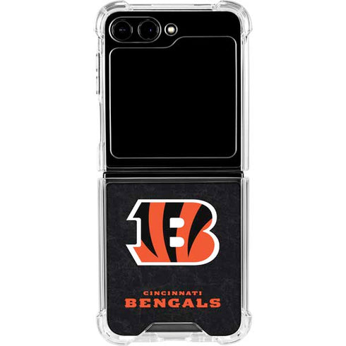 NFL Cincinnati Bengals - Distressed Galaxy Z Flip6 Clear Case