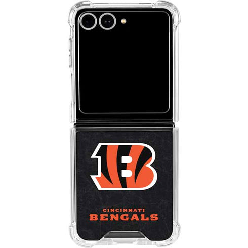 NFL Cincinnati Bengals - Distressed Galaxy Z Flip7 Clear Case