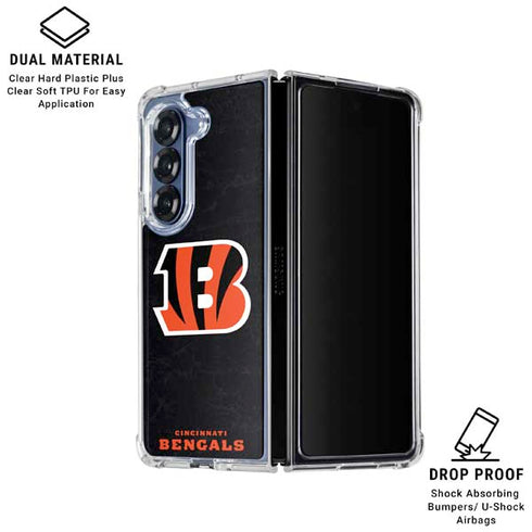 NFL Cincinnati Bengals - Distressed Galaxy Z Fold7 Clear Case