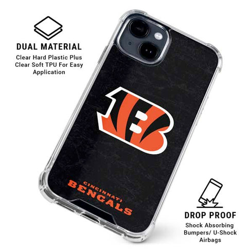 NFL Cincinnati Bengals - Distressed iPhone 15 Clear Case