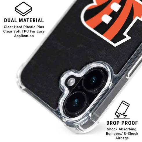 NFL Cincinnati Bengals - Distressed iPhone 16 Plus Clear Case
